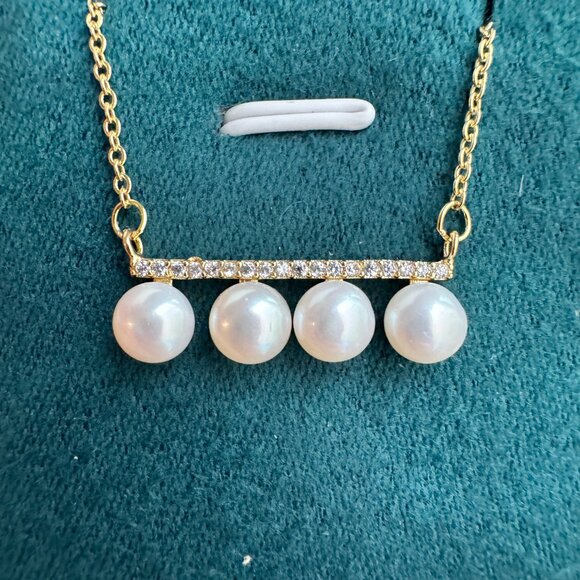 Modern Freshwater Pearl Bar Necklace with CZ Accent | 14k Gold-Filled - Picture 8 of 8